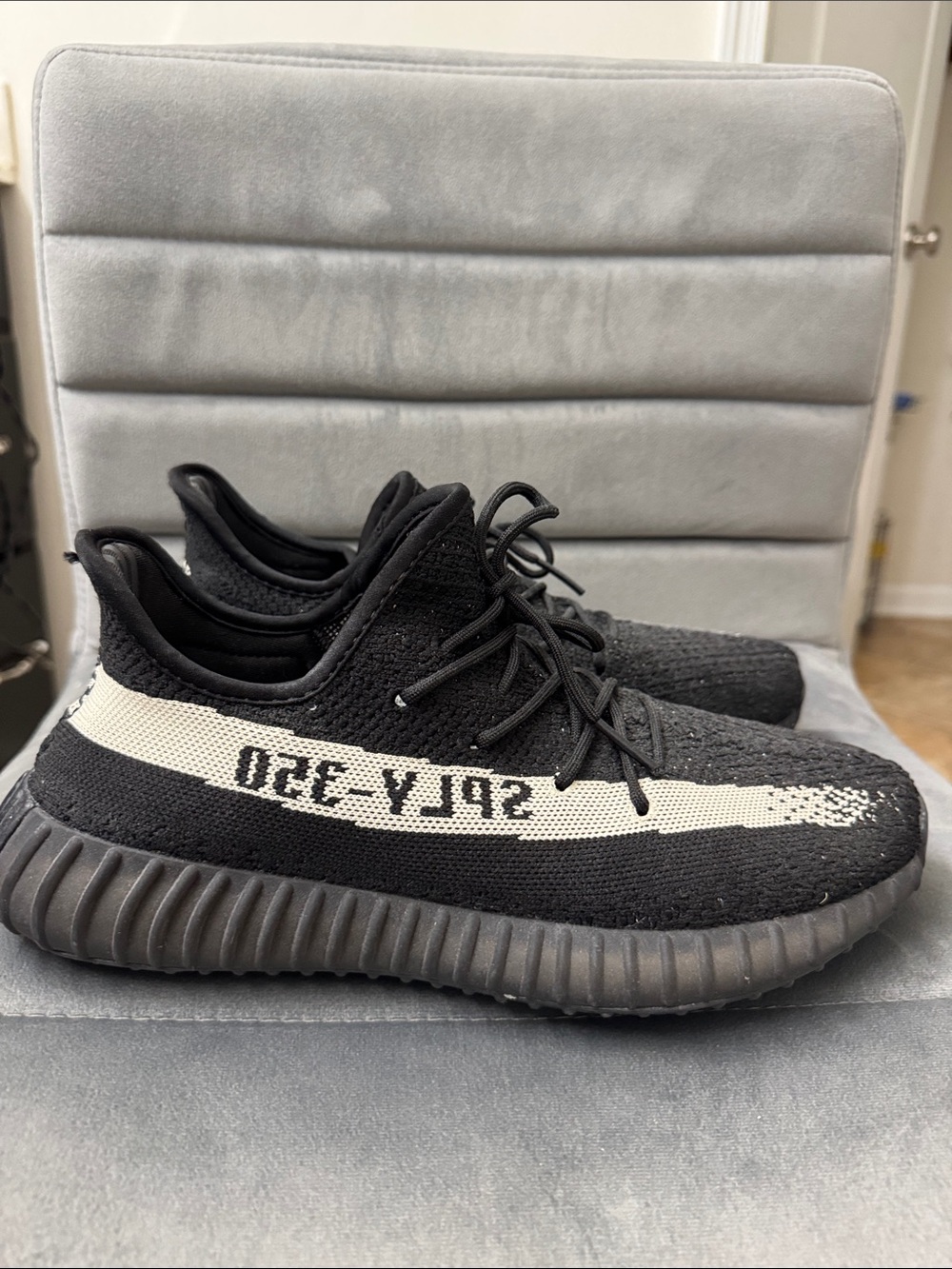 Yeezy Boost 350 V2 Black with White Stripe Sneakers